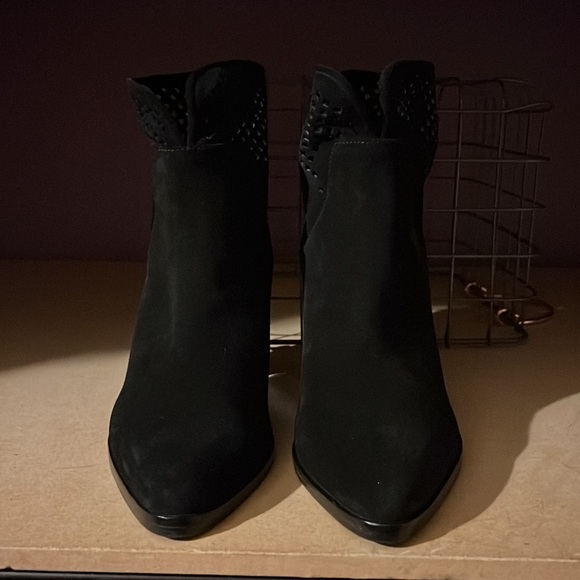 Diane Von Furstenberg | Suede Ankle Bootie | Mesh Design | in Black - Picture 5 of 13